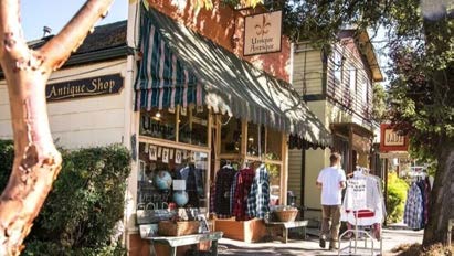 Antique shops along Sellwood's antique row
